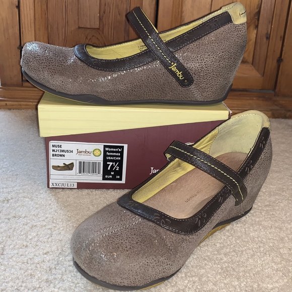 Jambu Muse Wedge Mary Jane Shoes Brown Size 7 1/2 - Picture 1 of 5